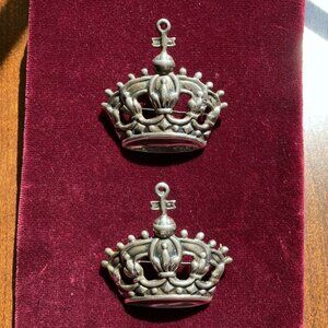 2 VINTAGE 925 Sterling Silver Crown Pin, Royal Diadem Brooch, 36 grams total